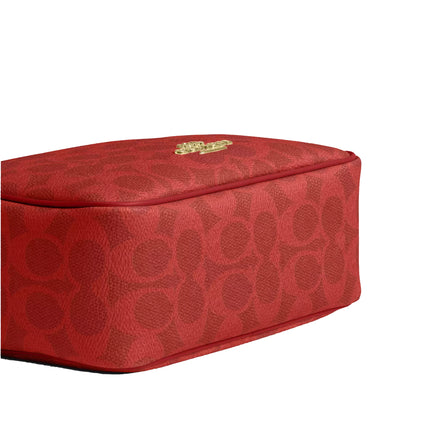 Coach Women's Mini Carey Crossbody Bag In Signature Canvas Gold/Crimson