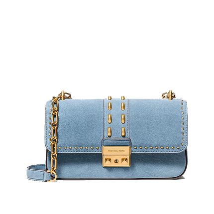 Michael Kors Women's Tribeca Small Studded Suede Shoulder Bag Chambray/Gold