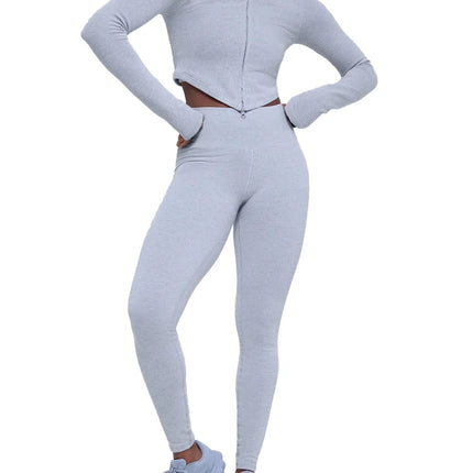alo Women's Seamless Two Tone Rib Jacket Winter Frost Heather