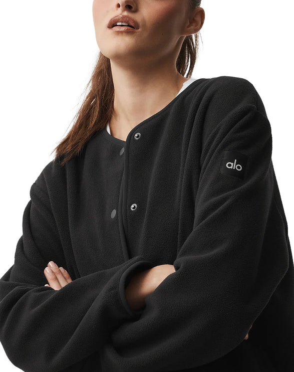 alo Women's Polar Fleece Take Note Jacket Black