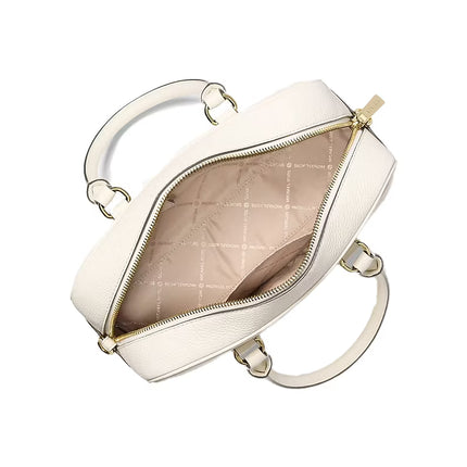 Michael Kors Women's Thompson Pebbled Leather Satchel Bag Light Cream/Gold