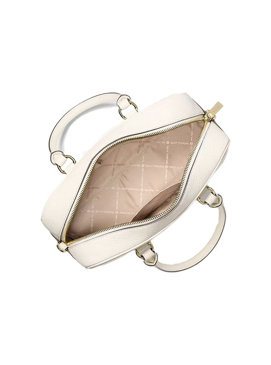 Michael Kors Women's Thompson Pebbled Leather Satchel Bag Light Cream/Gold