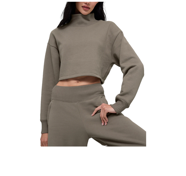 alo Women's Cropped Serenity Coverup Light Cocoa