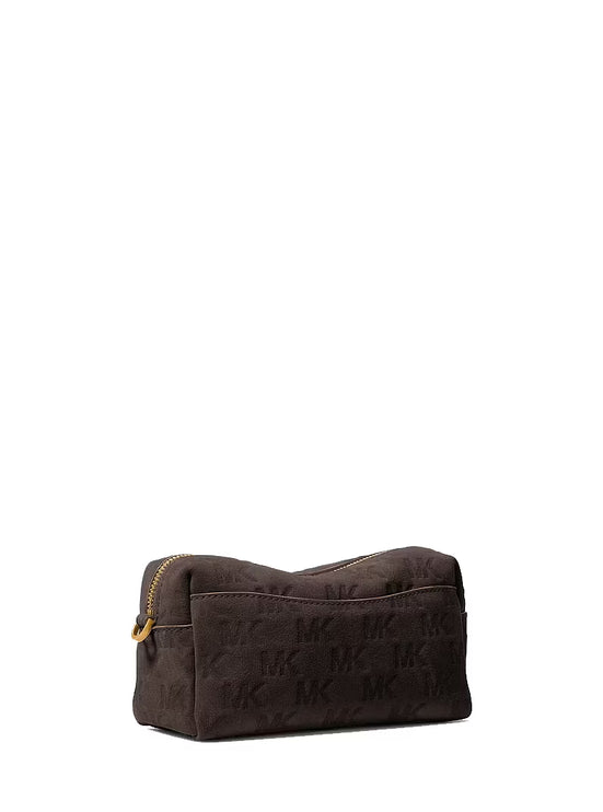 Michael Kors Women's Bryant Small Logo Embossed Suede Convertible Crossbody Bag Chocolate/Gold