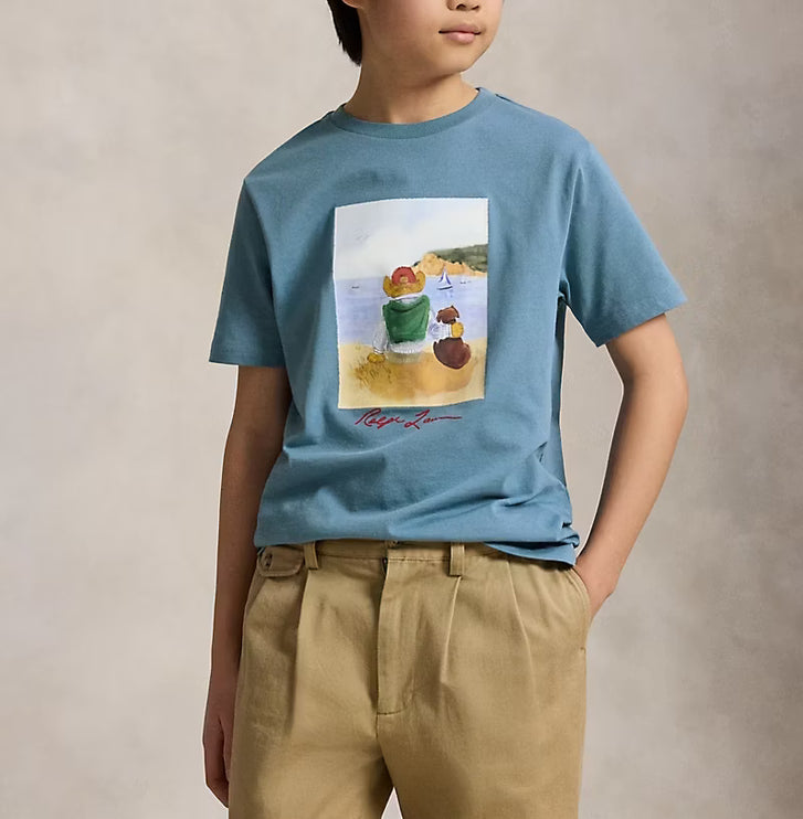 Polo Ralph Lauren Boy's Polo Bear Cotton Jersey Tee Camp Blue