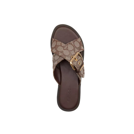 Coach Women's Crisscross Buckle Sandal In Signature Jacquard Oak/Maple