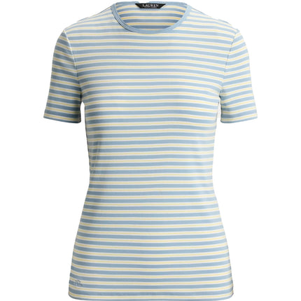 Polo Ralph Lauren Women's Striped Rib-Knit Stretch Cotton Tee Blue Note Multi