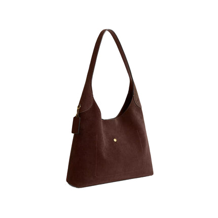 Coach Women's Brooklyn Shoulder Bag 34 Suede/Brass/Dark Chocolate
