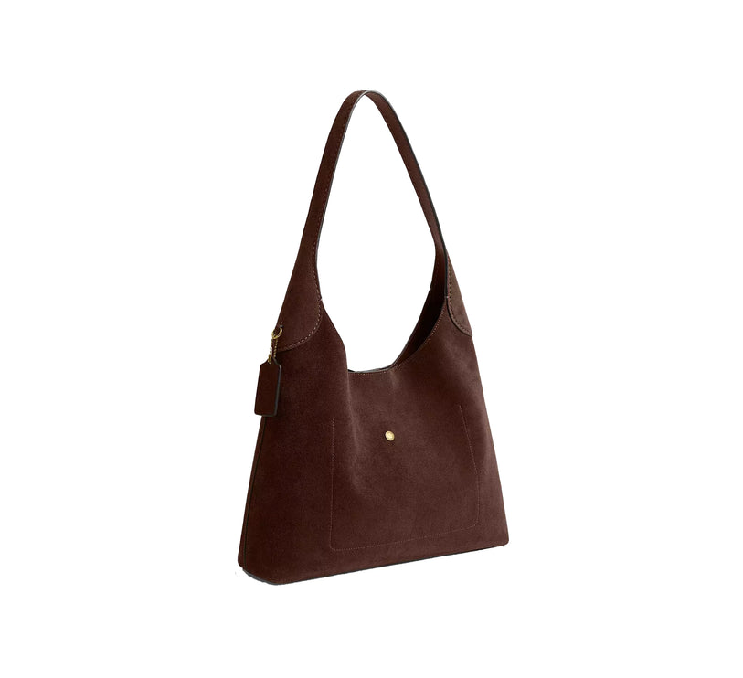 Coach Women's Brooklyn Shoulder Bag 34 Suede/Brass/Dark Chocolate