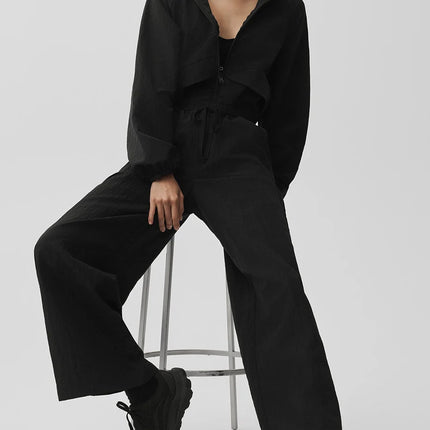 alo Women's Ripstop Electric Straight Leg Pant Black