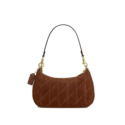 Coach Women's Teri Shoulder Bag With Quilting Suede/Gold/Warm Brown