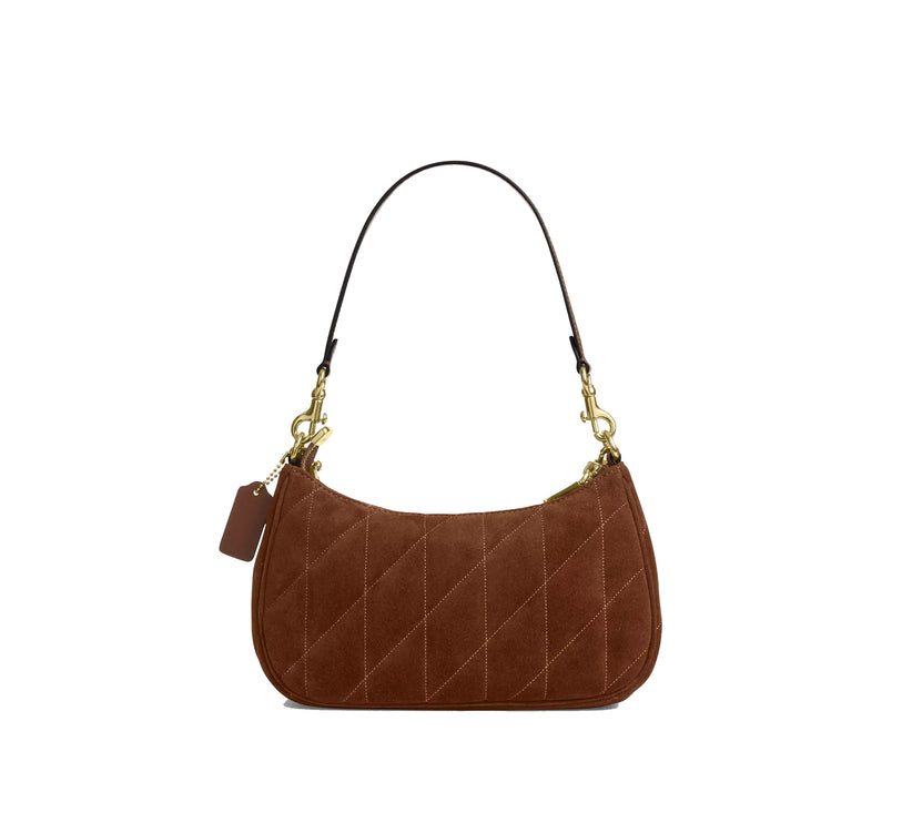 Coach Women's Teri Shoulder Bag With Quilting Suede/Gold/Warm Brown