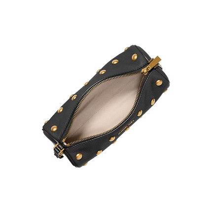Michael Kors Women's Izzy Small Studded Pebbled Leather Barrel Pochette Black/Gold