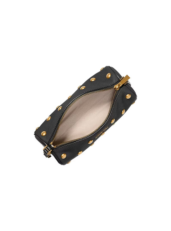 Michael Kors Women's Izzy Small Studded Pebbled Leather Barrel Pochette Black/Gold