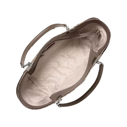 Michael Kors Women's Jet Set Large Signature Logo Shoulder Bag Mushroom/Silver