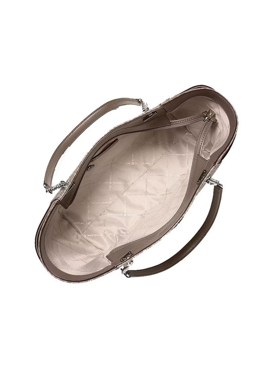 Michael Kors Women's Jet Set Large Signature Logo Shoulder Bag Mushroom/Silver