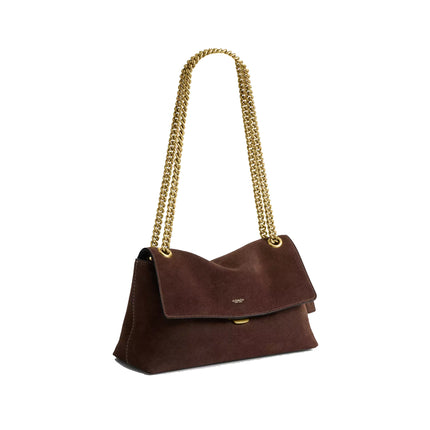 Coach Women's Chelsea Shoulder Bag 30 With Chain Suede/Brass/Dark Chocolate