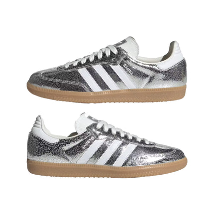 Adidas Women's Samba OG Shoes Silver Metallic/Cloud White/Core White JR0035