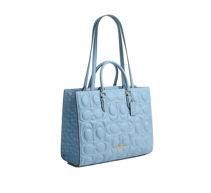Coach Women's Maggie Tote Bag In Signature Leather Gold/Azure