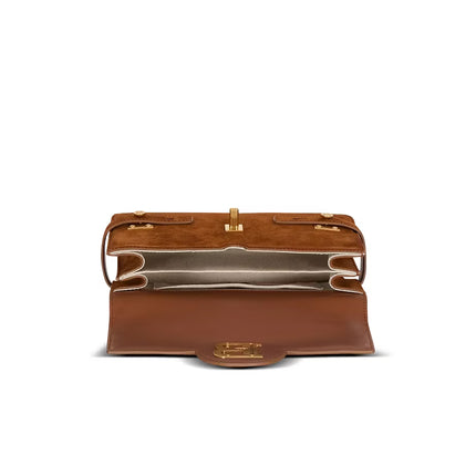 Balmain Women's Suede B-Buzz Shoulder 24 Bag Brown