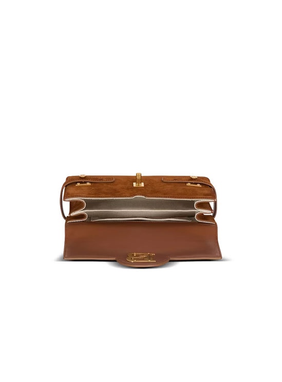 Balmain Women's Suede B-Buzz Shoulder 24 Bag Brown