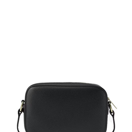 Michael Kors Women's Jet Set Small Pebbled Leather Camera Crossbody Bag Black/Gold