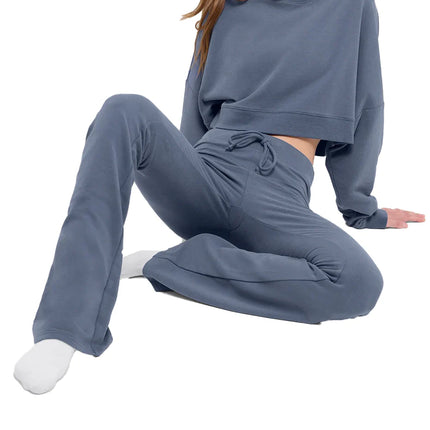 alo Women's Cropped Sway Crew Neck Pullover Bluestone