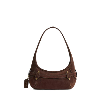 Coach Women's Belted Ergo Shoulder Bag 26 Suede/Brass/Dark Chocolate