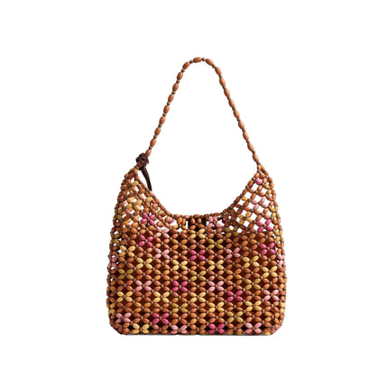 Coach Women's Brooklyn Shoulder Bag 28 With Wooden Beading Brass/Maple Multi
