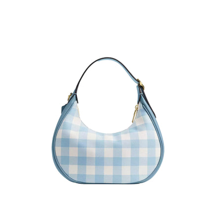Coach Women's Emily Shoulder Bag With Gingham Print And Charm Gold/Blue Multi