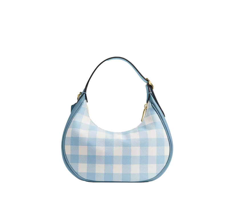 Coach Women's Emily Shoulder Bag With Gingham Print And Charm Gold/Blue Multi