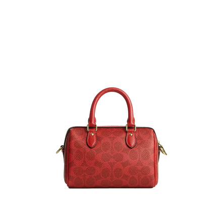 Coach Women's Mini Rowan Crossbody Bag In Signature Canvas Gold/Crimson