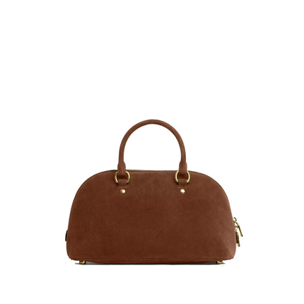 Coach Women's Lara Satchel Bag Suede/Gold/Warm Brown