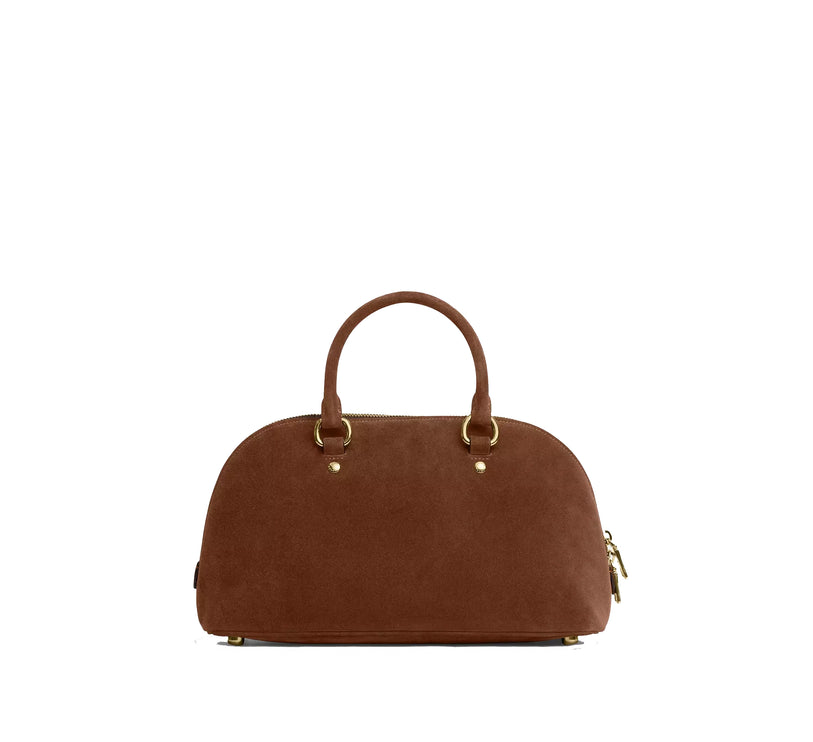 Coach Women's Lara Satchel Bag Suede/Gold/Warm Brown