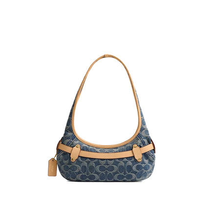 Coach Women's Belted Ergo Shoulder Bag 26 In Signature Regenerative Cotton Denim Brass/Denim
