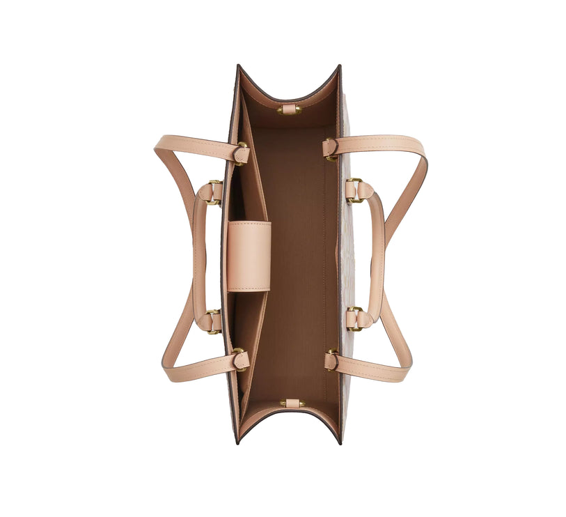 Coach Women's Maggie Tote Bag In Pretty Signature Canvas Gold/Chalk/Pink