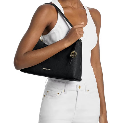 Michael Kors Women's Sammy Medium Pebbled Leather Convertible Shoulder Bag Black/Silver