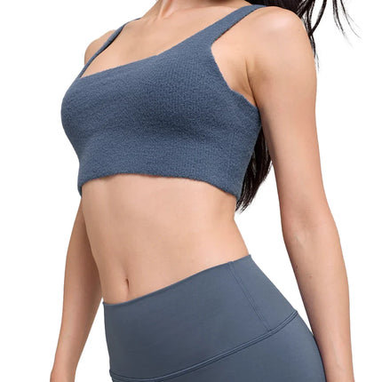 alo Women's Snuggle Up Sweater Bra Bluestone