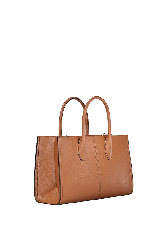 Michael Kors Women's Mirella Medium Pebbled Leather Satchel Bag Luggage/Gold