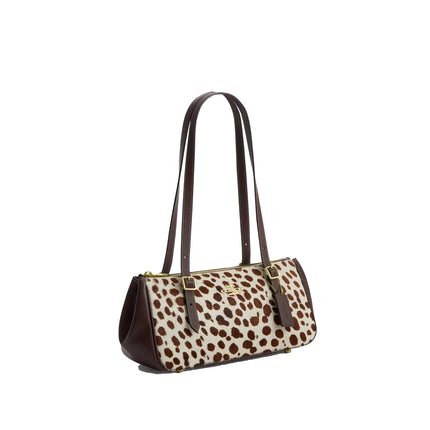 Coach Women's Asher Shoulder Bag In Haircalf Gold/Dark Brown Chalk