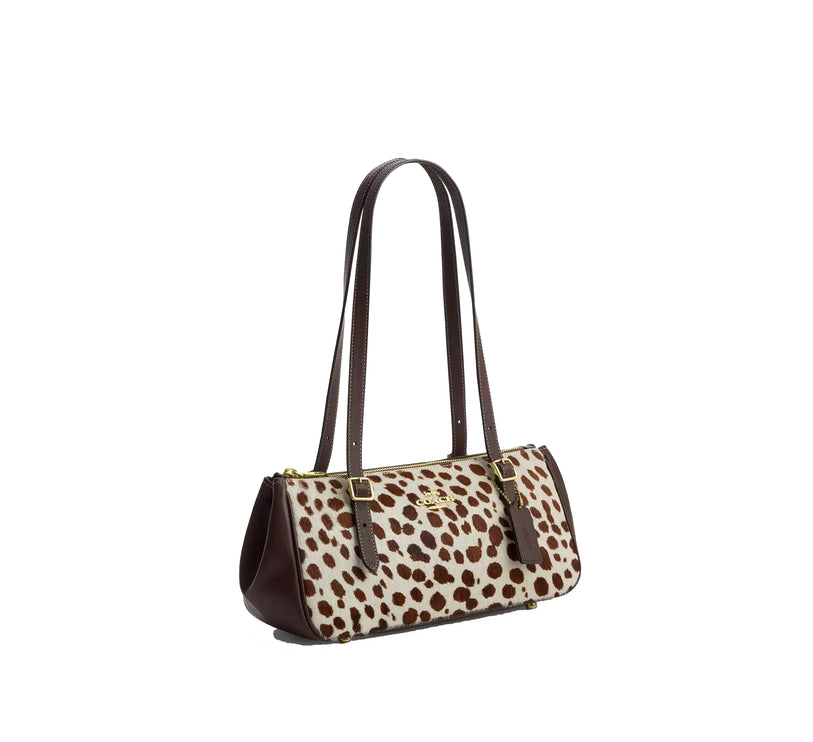 Coach Women's Asher Shoulder Bag In Haircalf Gold/Dark Brown Chalk