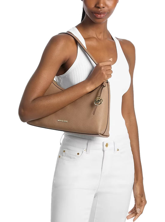 Michael Kors Women's Sammy Medium Pebbled Leather Convertible Shoulder Bag Camel/Gold