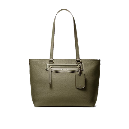 Michael Kors Women's Jet Set Travel Medium Pebbled Leather Tote Bag Loden/Gold