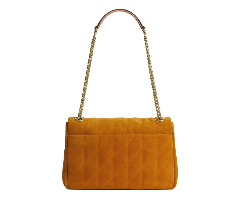 Coach Women's Elodie Crossbody Bag With Quilting Suede/Gold/Marigold