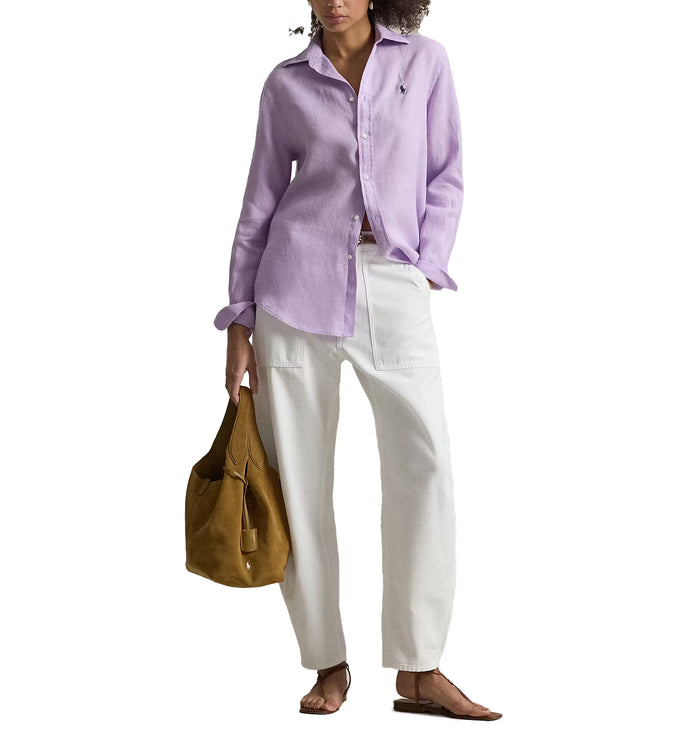 Polo Ralph Lauren Women's Classic Fit Linen Shirt Light Mauve
