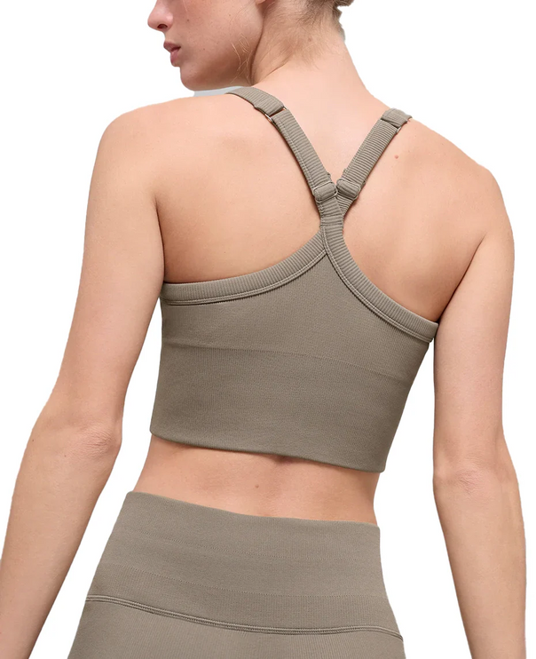 alo Women's Seamless Ribbed Favorite Bra Tank Light Cocoa