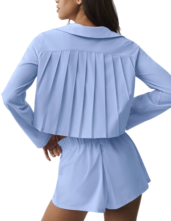 alo Women's Cropped Unmatched Long Sleeve Light Provence Blue
