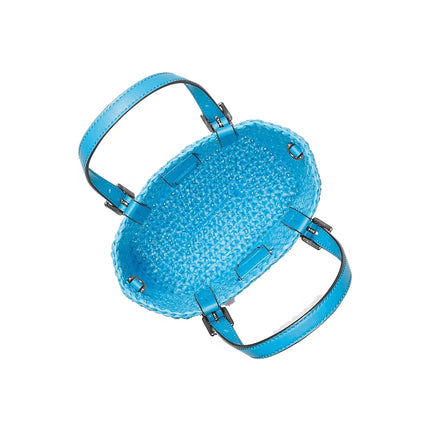 Michael Kors Women's Quinn Extra-Small Hand-Crocheted Crossbody Bag Milos Blue/Silver