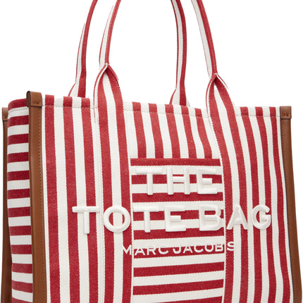 Marc Jacobs Women's The Stripe Canvas Large Tote Bag True Red Multi