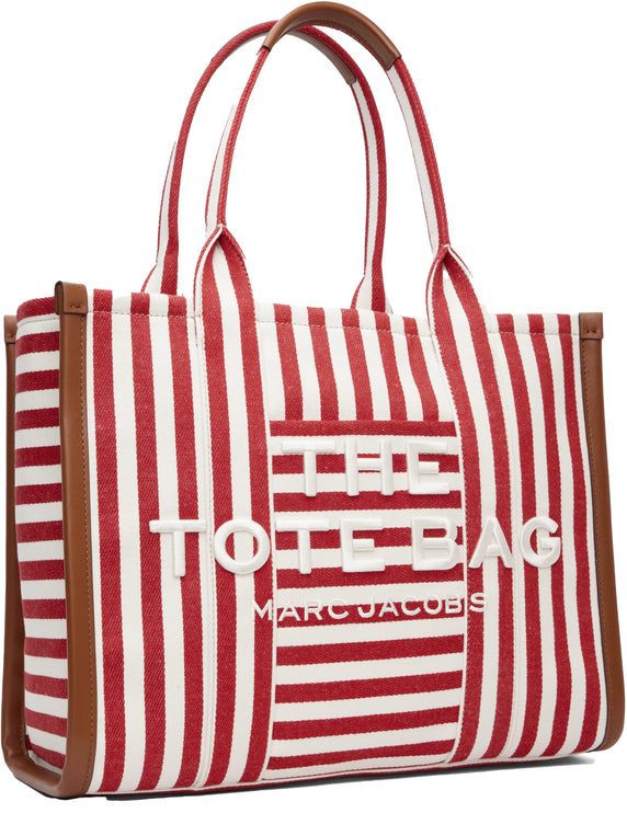Marc Jacobs Women's The Stripe Canvas Large Tote Bag True Red Multi